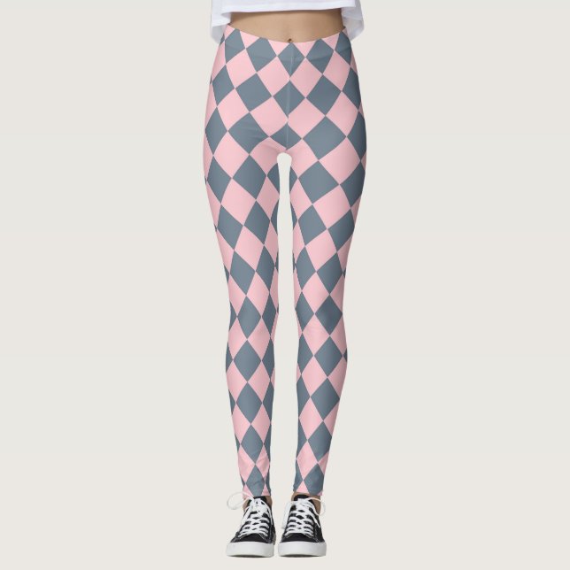 Leggings Motif diamant rose gris Checker (Devant)
