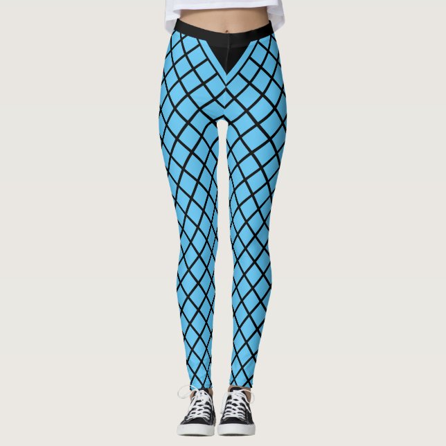 Leggings Motif diamant turquoise et noir (Devant)
