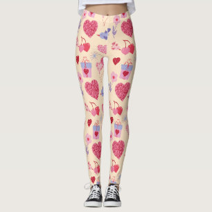Leggings Motif d'icône de la Saint-Valentin rose