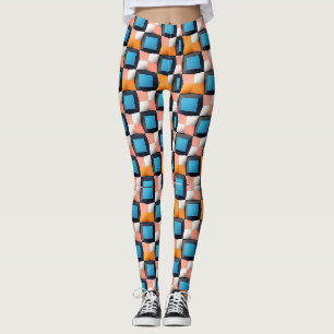 Leggings Motif d'illusion géométrique 3D dynamique - Couleu