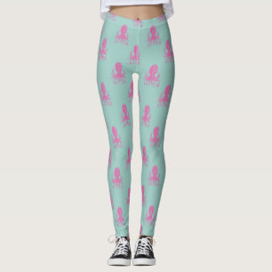 Leggings Motif d'illustrations de pieuvres mignonnes Aqua e