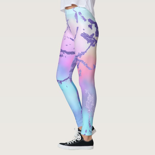 Leggings Motif d'impression aquarelle abstraite couleur mix (Gauche)