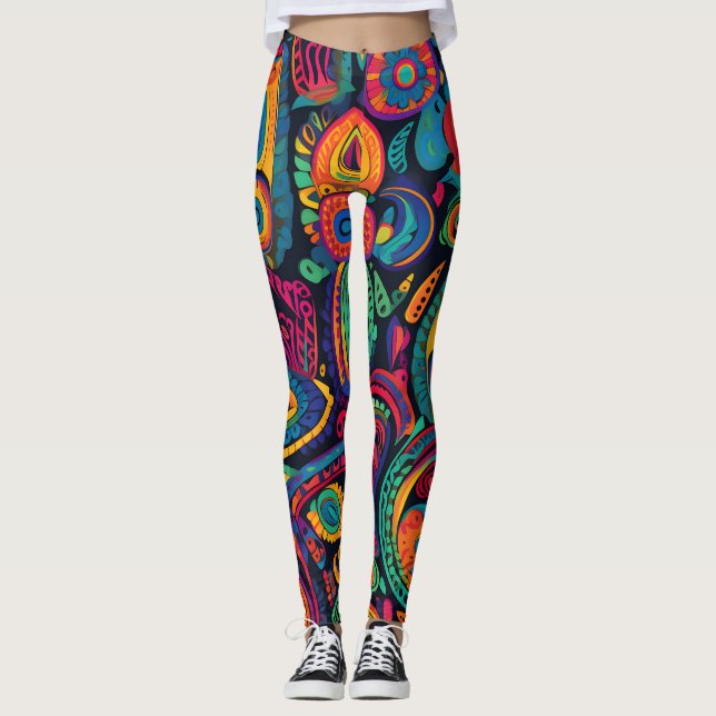 Leggings Motif d'impression couleur vive (Devant)