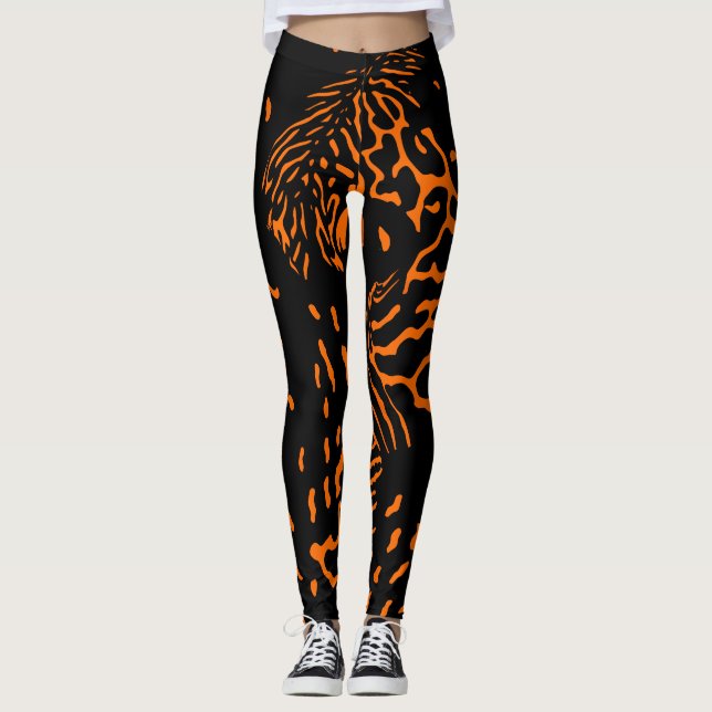 Leggings Motif d'impression d'animal orange tigre unique te (Devant)