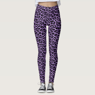 Leggings Motif d'impression des points de léopard pourpre