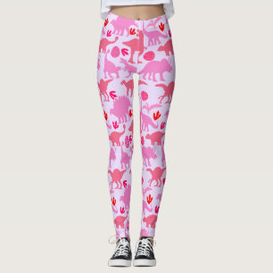 Leggings Motif Dino Rose L Fond Violet
