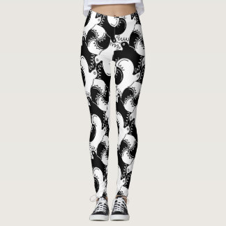 Leggings Motif d'oiseau noir et blanc amusant>Leggings