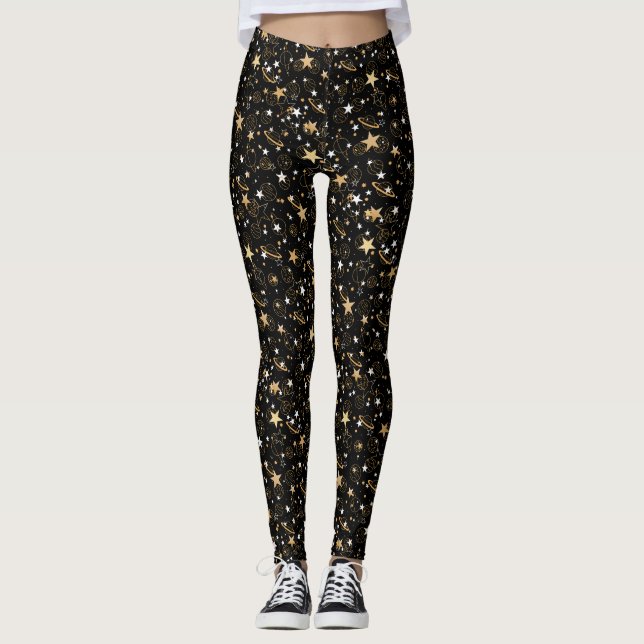 Leggings Motif d'or 10,bw Black BG (Devant)