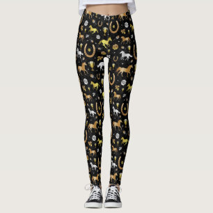 Leggings Motif d'or de noir de partie de jour de Derby de