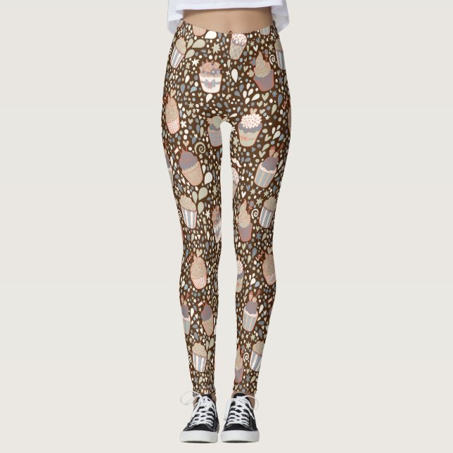 Leggings Motif doux fait de petits gâteaux savoureux (Devant)
