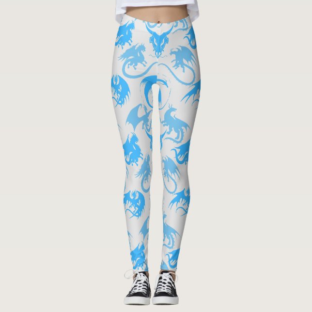 Leggings Motif Dragons de Feu LBlue LGrey zbg (Devant)