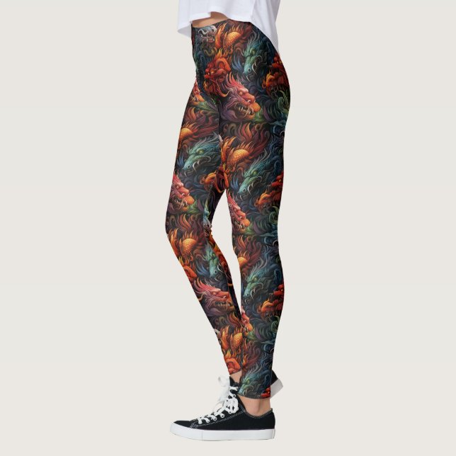 Leggings Motif Dragons Multicolores (Gauche)