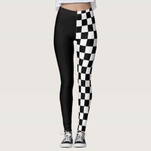Leggings Motif Drapeau Noir et Blanc À damiers Funky