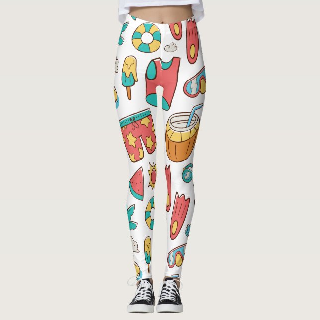 Leggings motif drôle vacances d'été plage (Devant)