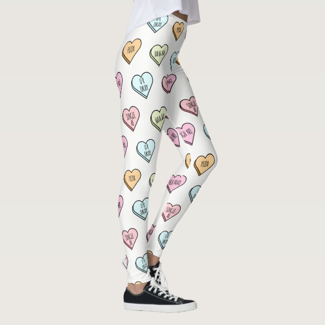 Leggings Motif du Coeur de bonbons de Valentine Sarcastique (Droite)