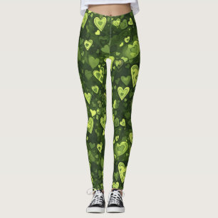 Leggings Motif du coeur vert