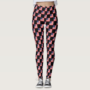Leggings motif du drapeau À damiers États-Unis