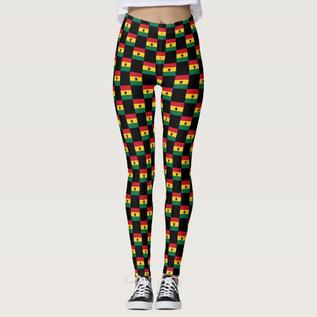 Leggings motif du drapeau À damiers Ghana (Devant)