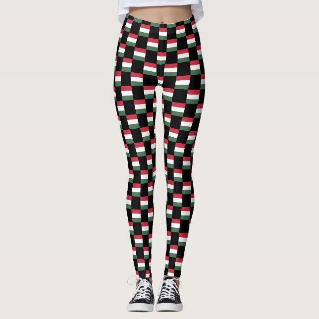 Leggings motif du drapeau À damiers Hongrie (Devant)