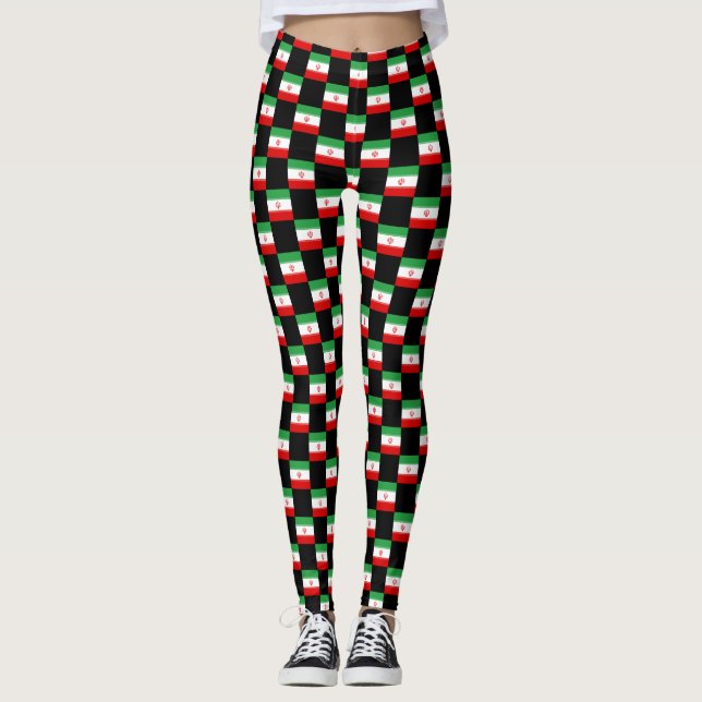 Leggings motif du drapeau À damiers Iran (Devant)