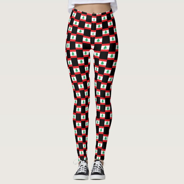 Leggings motif du drapeau À damiers Liban (Devant)