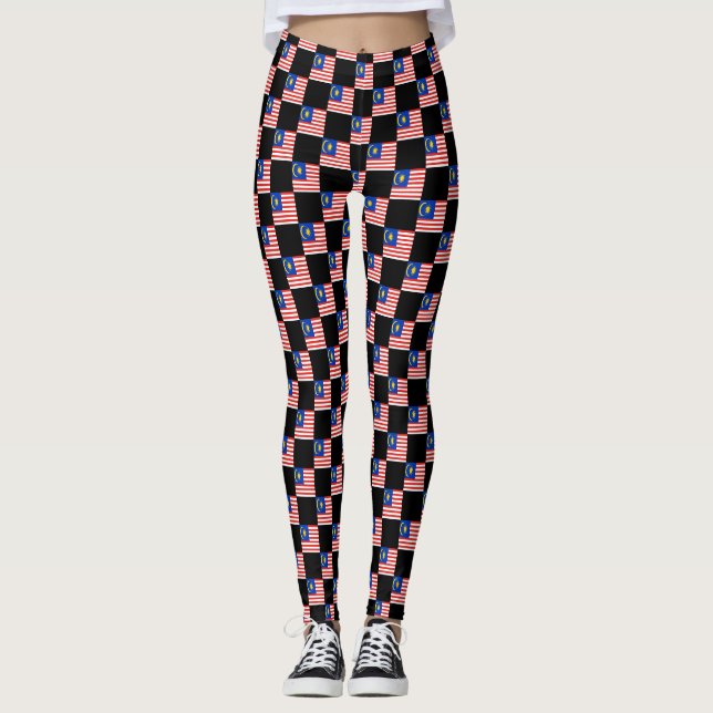 Leggings motif du drapeau À damiers Malaisie (Devant)