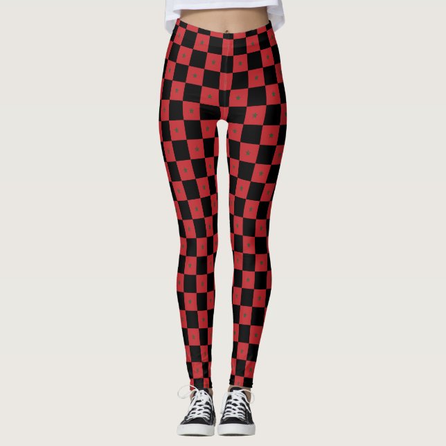 Leggings motif du drapeau À damiers Maroc (Devant)