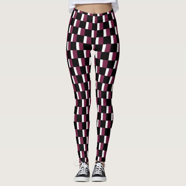 Leggings motif du drapeau À damiers Qatar (Devant)