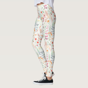 Leggings Motif du jardin de fleurs Pastel