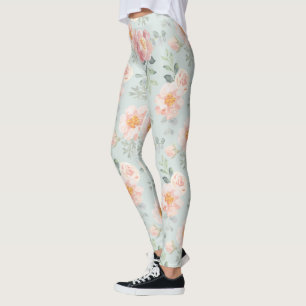 Leggings Motif du jardin rose Rose Rose Pastel