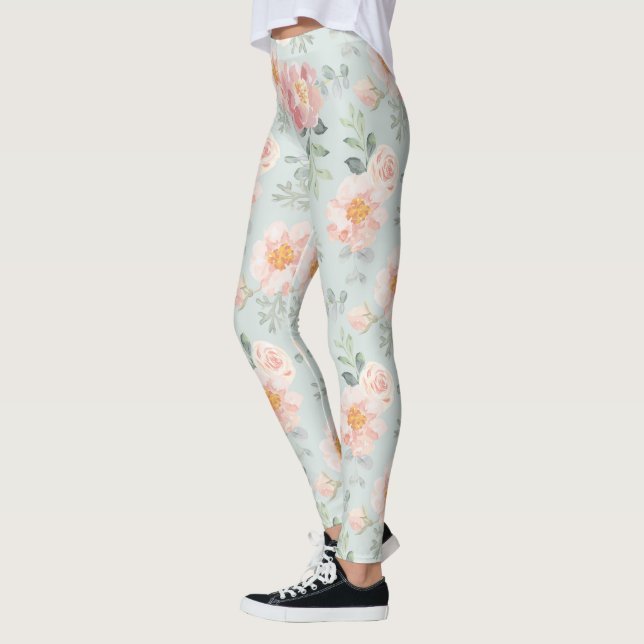 Leggings Motif du jardin rose Rose Rose Pastel (Gauche)
