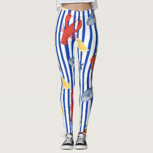 Leggings Motif du marché de fruits de mer méditerranéen (2)