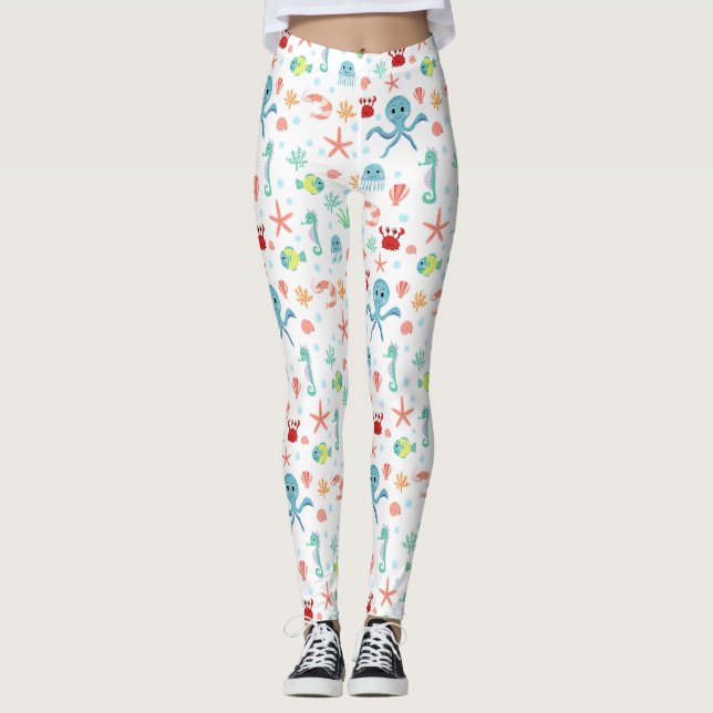 Leggings Motif du monde marin (Devant)