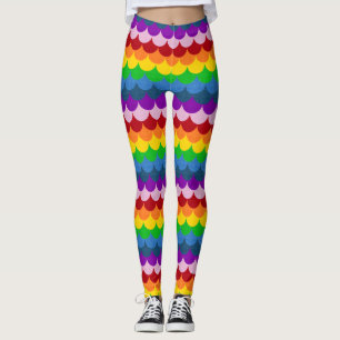 Leggings Motif Écailles de Sirène Pailletées Arc-en-Ciel