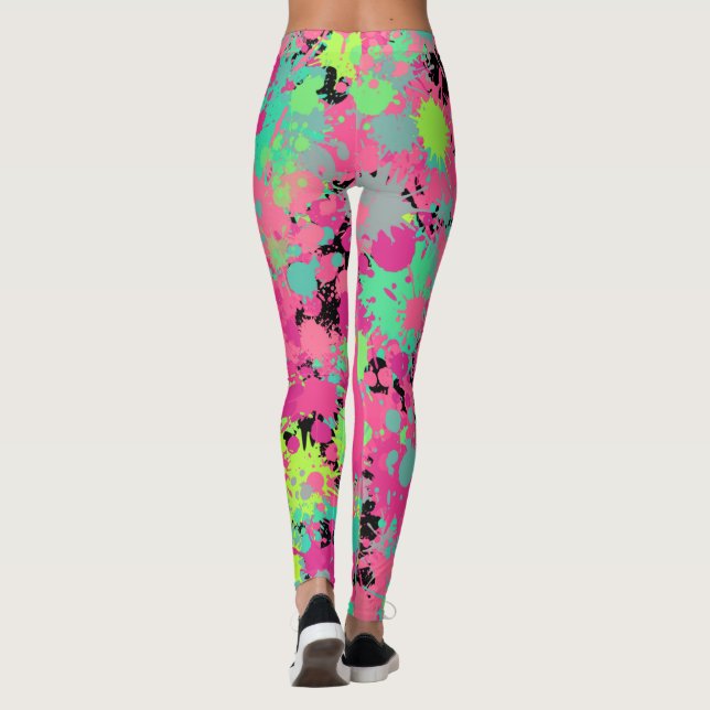 Leggings Motif éclaboussé rose vert pour les vacances à la  (Dos)