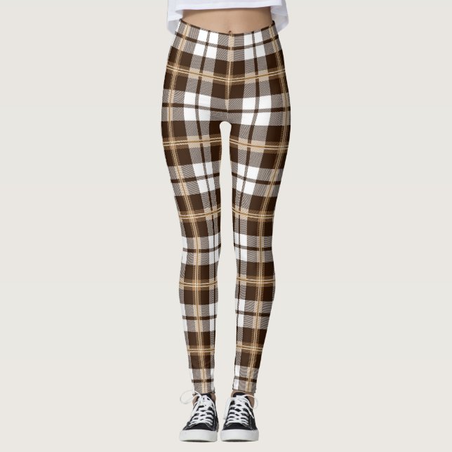 Leggings Motif écossais Brown Tartan Plaid (Devant)