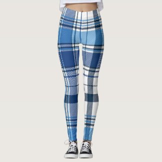 Leggings Motif écossais classique À damiers bleu.