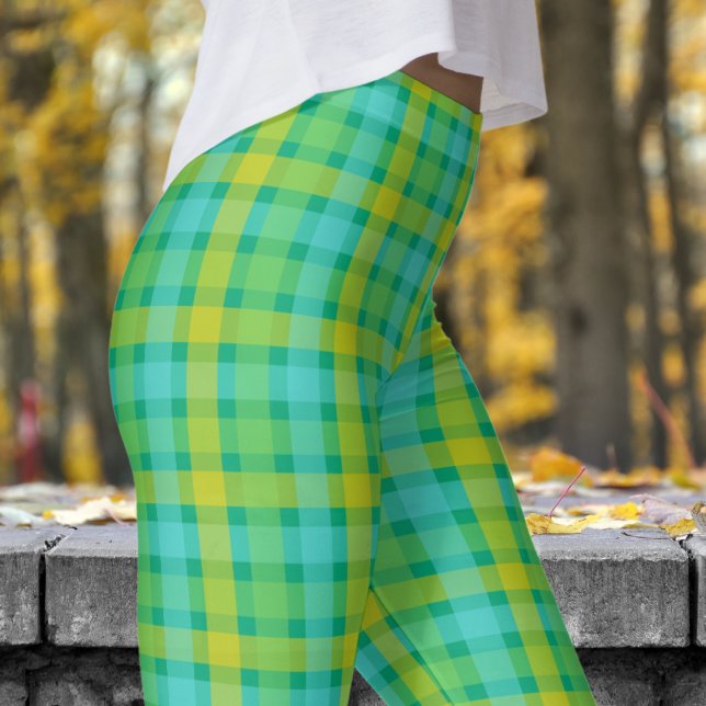 Leggings Motif écote (Cute Green Check Pattern Leggings)