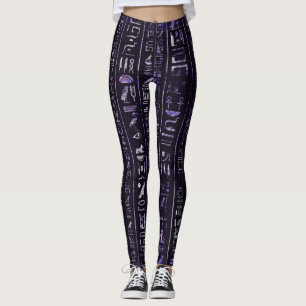 Leggings Motif égyptien de hiéroglyphes d'améthyste et