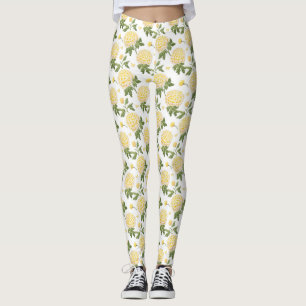 Leggings Motif élégant de papillons de fleurs d'hydrangea j