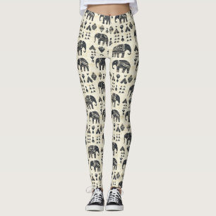 Leggings Motif éléphant bohème tribal (1)