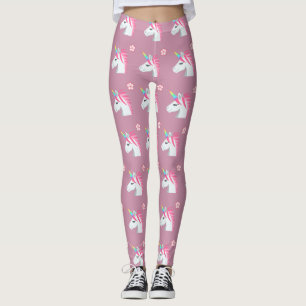 Leggings Motif Emoji Fleur Unicorne Rose Cute Girl