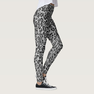 Leggings Motif Empreinte de léopard monochrome élégant
