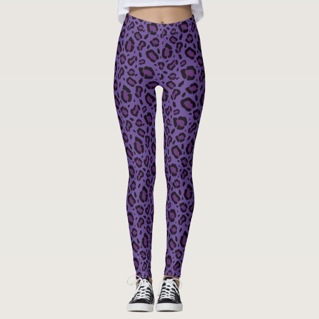 Leggings Motif Empreinte de léopard pourpre (Devant)
