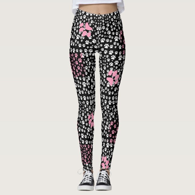 Leggings motif Empreinte de patte 01.b Black BG (Devant)