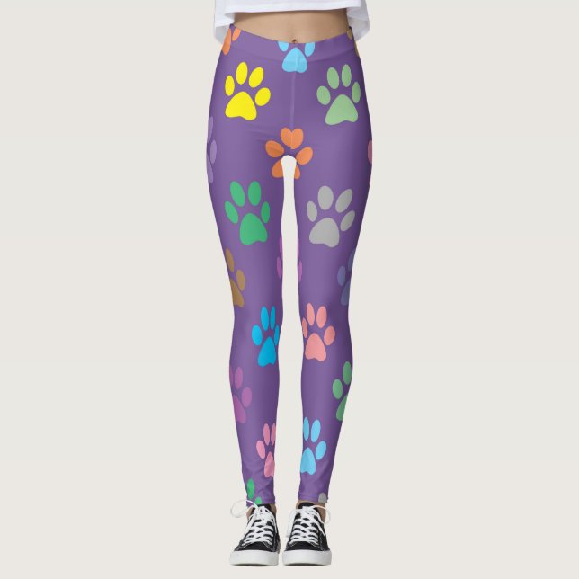 Leggings Motif empreinte de patte coloré (Devant)