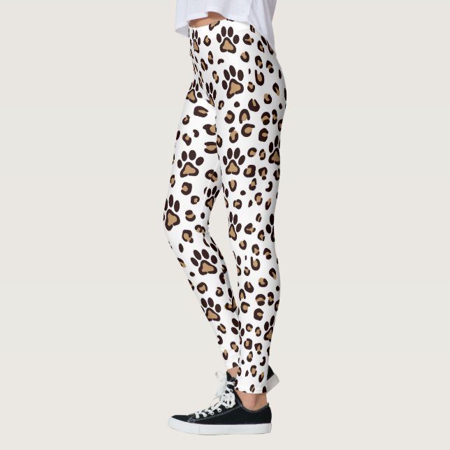Leggings Motif Empreinte de Patte de Léopard Animal (Gauche)