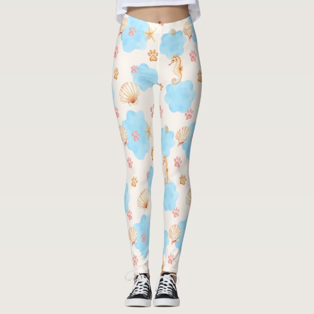 Leggings Motif Empreinte de patte d'inspiration océanique a (Devant)