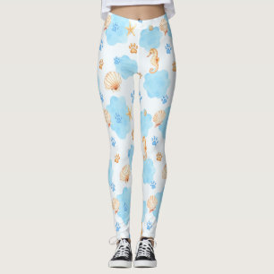 Leggings Motif Empreinte de patte d'inspiration océanique a