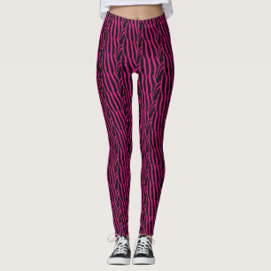 Leggings Motif en bande rose et noire Zebra